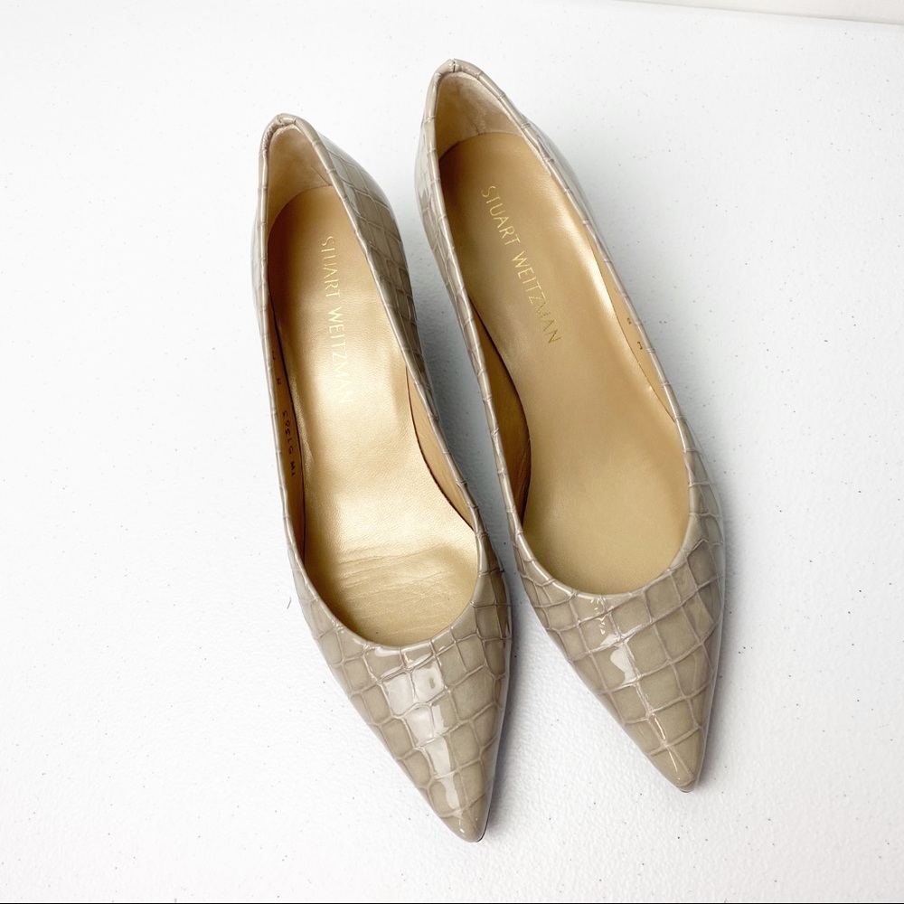 Stuart Wietzman Croc Largo Block Pumps